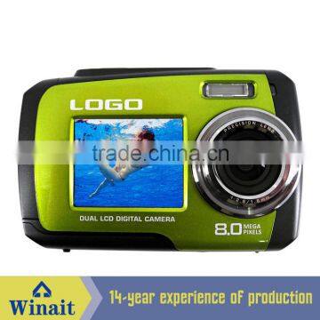 DC 8V4 Waterproof Dual Screen digital Camera with 8.0 Mega pixels COMS sensor and 4x digital zoom full hd 1080p sports camera