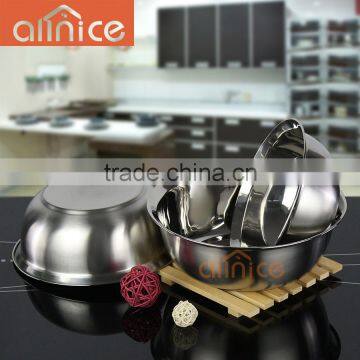 ALLINCE wholesale 4pcs 15.5/18/19.5/21cm metal deep bowl set/stainless steel bowl