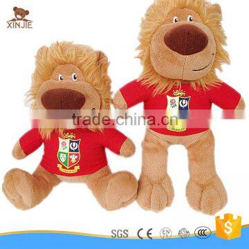 customize plush stuffed brown lion soft toy with t-shirt