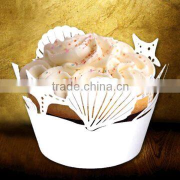 white sea shell wedding party decoration cupcake wrapper wholesale