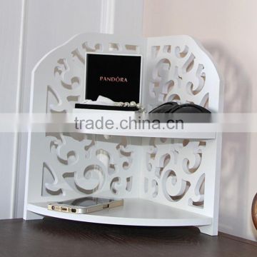 wood carve plastic corner shelf for bathroom