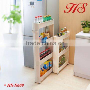 Wheeled 4 Layers Foldable Plastic Diy Gap Sundries Storage Shelf Handing Organizer Rack