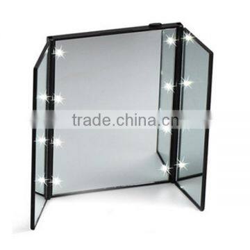 3 way folding single side vanity LED makeup mirror