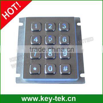 IP65 vending machine stainless steel backlit keypad