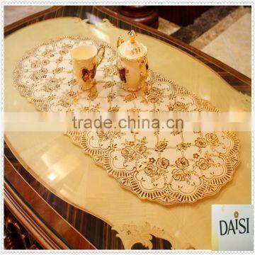 40x84 Gold and Silver Long Lace Tablecloth