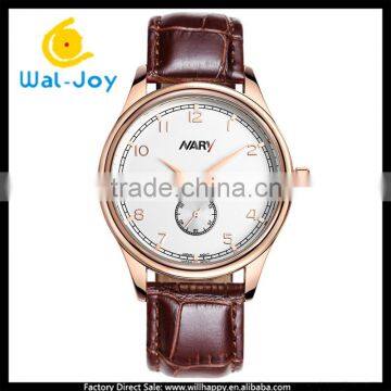 WJ-5399 Nary Luxury Calendar 30 Meters Water Resistant Quartz Men Genuine Leather Watch photo-3