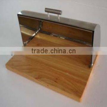 wooden stainless steel bread bin