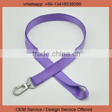 Custom logo cheap satin polyester heat transfer printed lanyard purple