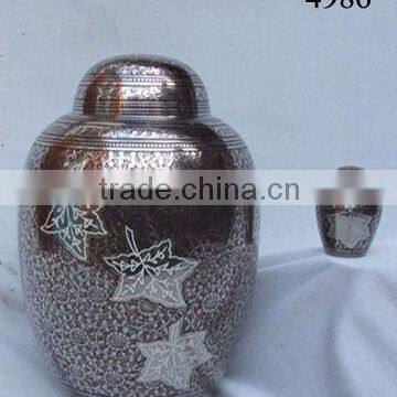 Autum Leaves Brass Cremation Urns