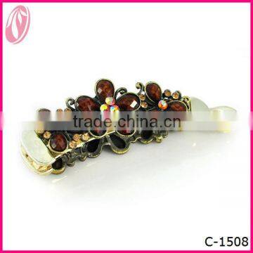 New Fashion stone Classical Barrette Banana hair clips with rhinestone duck hair clips