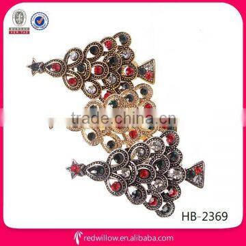 2014 Stylish colorful rhinestone metal snap hair clips for Christmas gift