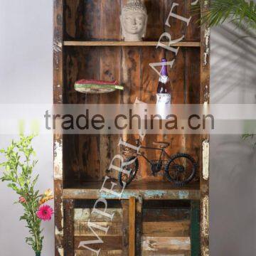 INDIAN RECYCLE WOOD 1 DOUBLE DOOR BOOK SHELF, FOR HOME FURNITURE