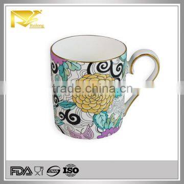 Tableware gold rim 6oz paris mug, ceramic horn mug for coffee tea