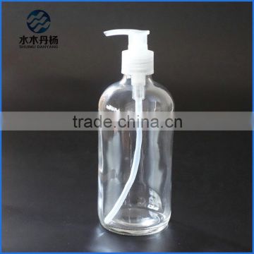 16oz clear boston round glass bottle hand washing dispenser glass bottle