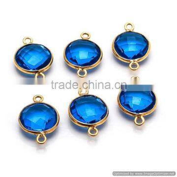 The Gopali Jewellers Blue Topaz Hydro Double Bail Gemstone Bezal Set Connector