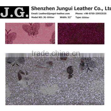 Nonwoven backing glitter pu synthetic leather for bags, shoes, gift boxes and phone cases