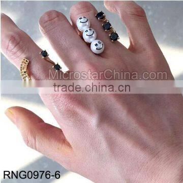 2 Set Brand Hollow With Black Crystal Punk Ring photo-5