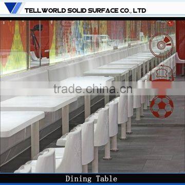 Artificial stone top modern high glossy restaurant 2 seater dining table