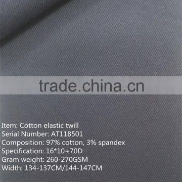 Cotton elastic twill AT118501 with 97% cotton 3% spandex