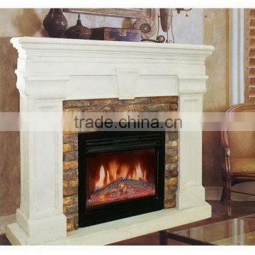 Fire fireplace made by white marble