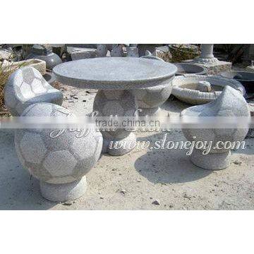 Partially Polished Football Style Granite Patio Set