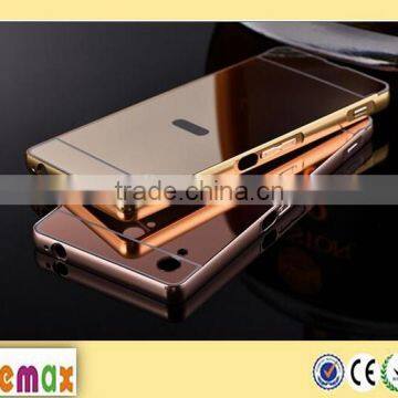 For Sony M5 Mirror Bumper Case ,Luxury aluminum metal bumper plating mirror pc back for sony M5