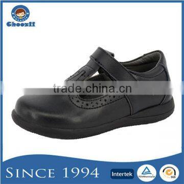 Hot girls T strap black school shoes with action leather