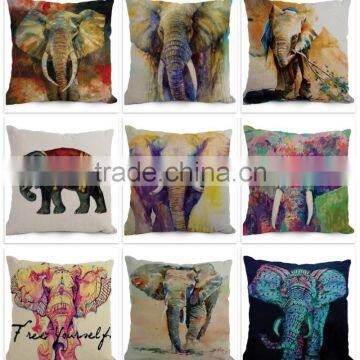 Factory Selling Animal Elephant Design Sofa Seat Pillow Case for Home Decoration custom print pillow cover