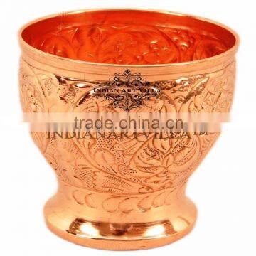 Handmade Designer Pure Copper Glass 350 ML - Serving Water Home Good Health Yoga, Ayurveda Drinkware