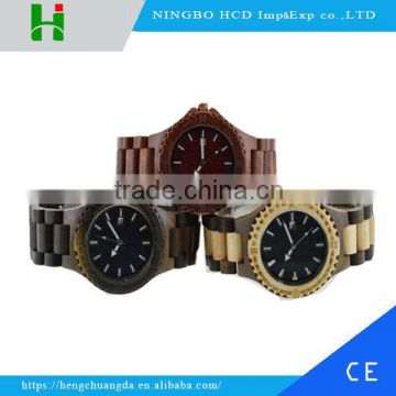 Handcraft Ebony Wooden Quartz Watch with customized logo