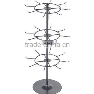 metal 3 tier rotating display stand HSX-S949 racking display standing