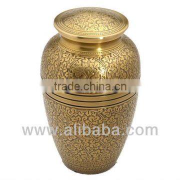 Gold Engraved 10" Solid Brass Cremation Urns