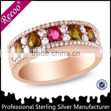 925 Silver China Ring, Charming 925 Silver Ring With Colorful Stones