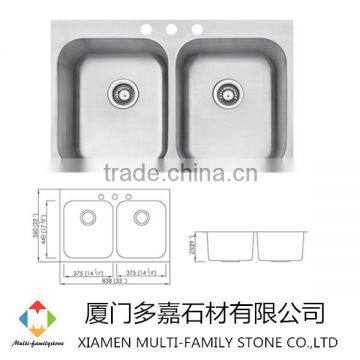 Custom made Stainless Steel Sink Double Bowl sink topmount stainless steel kitchen sink TD-08