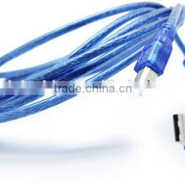 Transparent blue USB2.0 cable A Male to B Male 5m