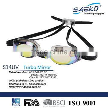 Racing Mirror -Humanize Mirrored Lens Swim Goggles Adjustable Nose Bridge Anti-Fog Swimming Goggles photo-3