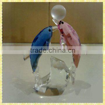 New Designed Crystal Couples Dolphins Playing Gift For Desktop Centerpieces