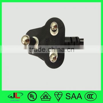 South Africa India 3 pin ac power cord plug SABS South africa power plug 3 round pin plug