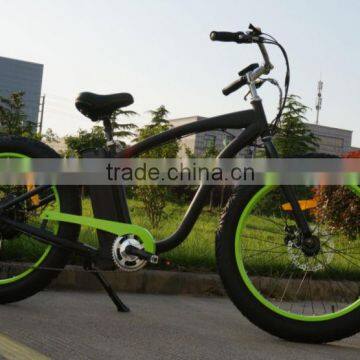 Merry Gold High Speed Fat Tire Beach Cruiser Electric Bike 48V 500W Black-Green