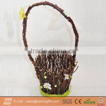 DIA20X40CM EASTER NATURAL BASKET