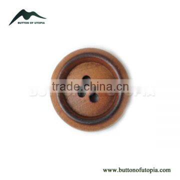 2 holes brown coffee burnt wood button