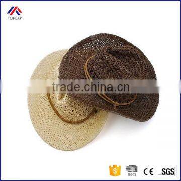 Summer Style Straw Cowboy Hat Unisex Hollow Western Hats 2016 Beach Felt Sunhats Party Cap for Man Woman