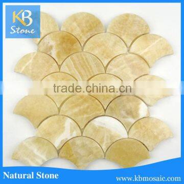 cheap price modern yellow onyx waterjet fish scale marble mosaic