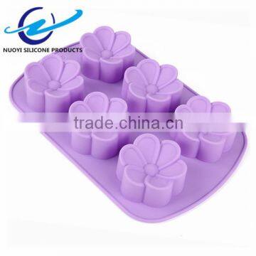 6 Cavity 3D Food Grade Flower cake silicone mold