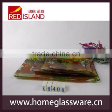Hot Sale Rectangular Tempered Glass Plate With Fruit Pattern photo-2