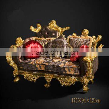 Imperial Noble Furniture Living Room Sofa, Luxury Wood Carved Three Seater Sofa With Gold Painted, British Royal Sofa Couch Set
