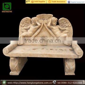 Carved Yellow Marble Bench For Sale