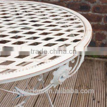 Wrought Iron Patio Table Antique Cream Great Garden Furniture photo-3
