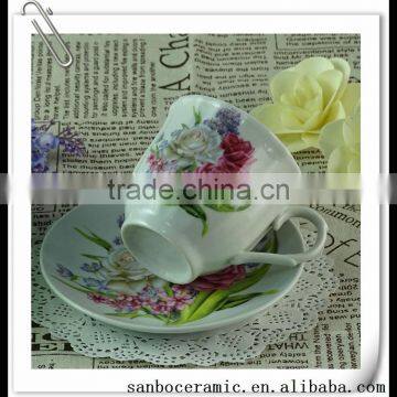 High Quality Red Rose Design Tea Cup And Saucer Ceramic Planter