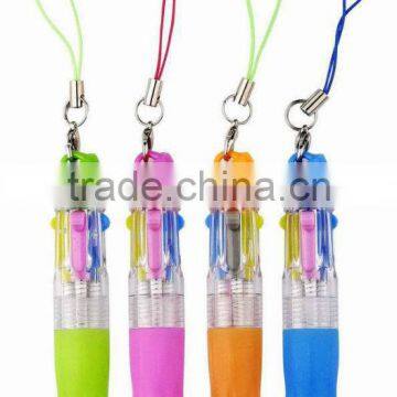 mini multi color ball pen with lanyard